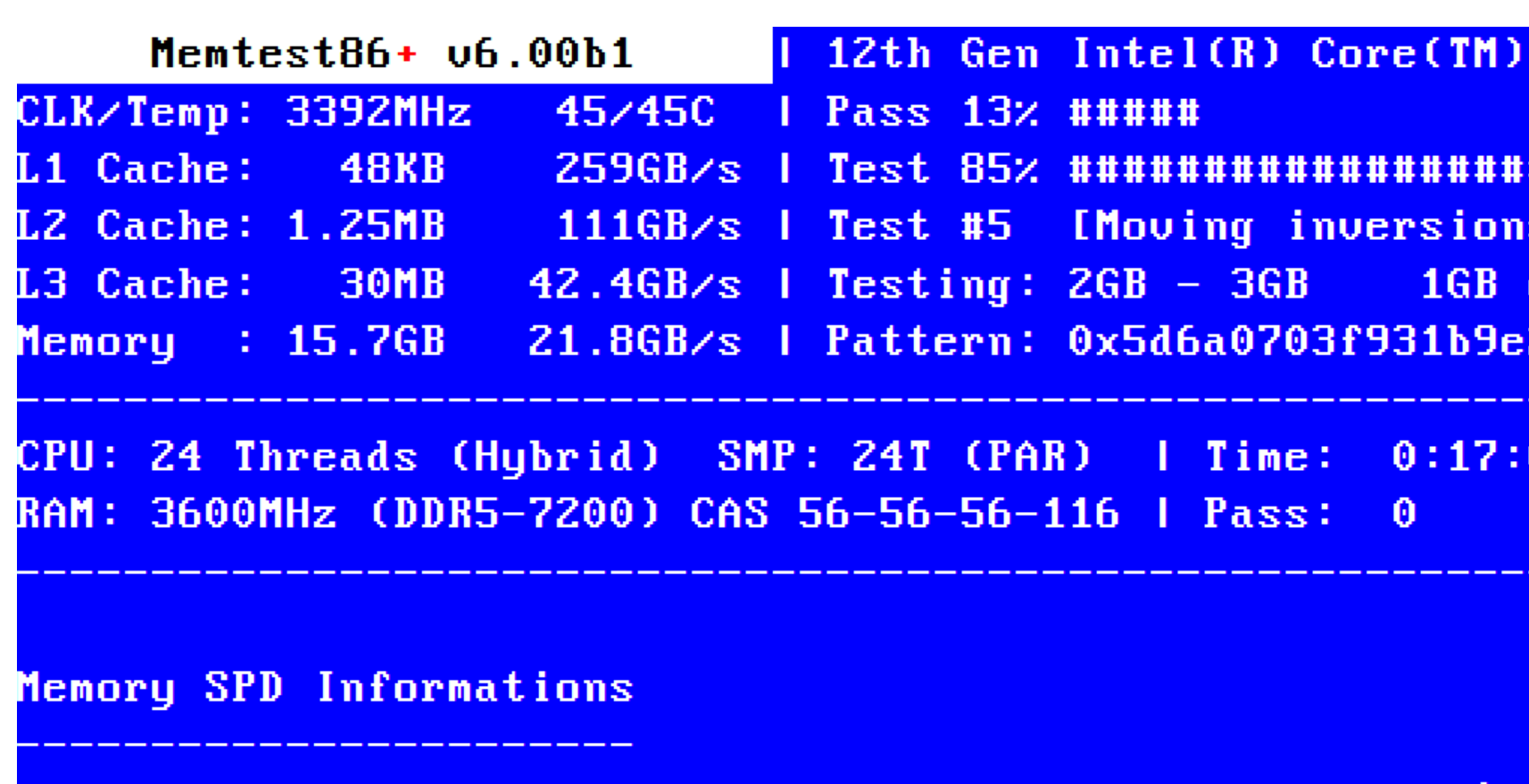 Memtest86+ screenshot