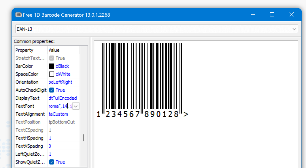 Free 1D Barcode Generator screenshot