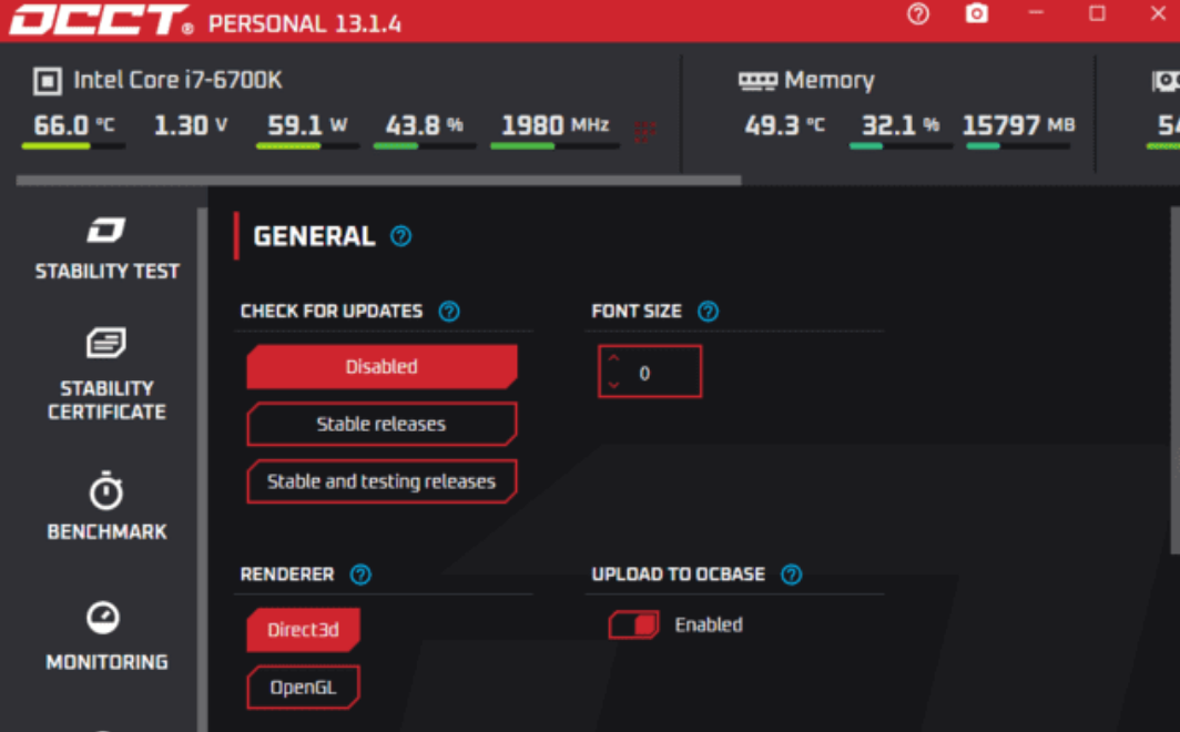 OCCT screenshot