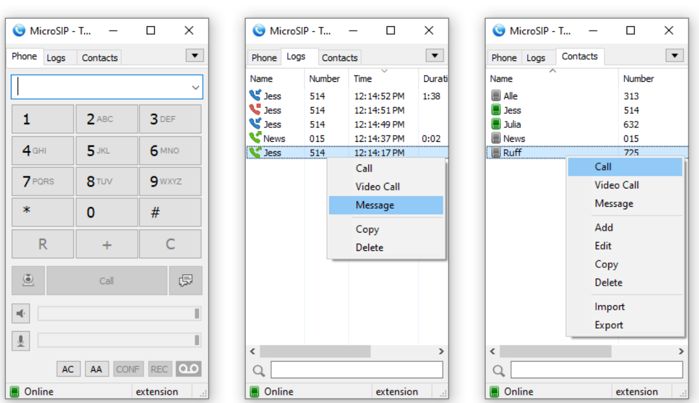 MicroSIP screenshot