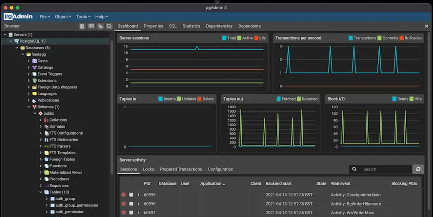 pgAdmin screenshot