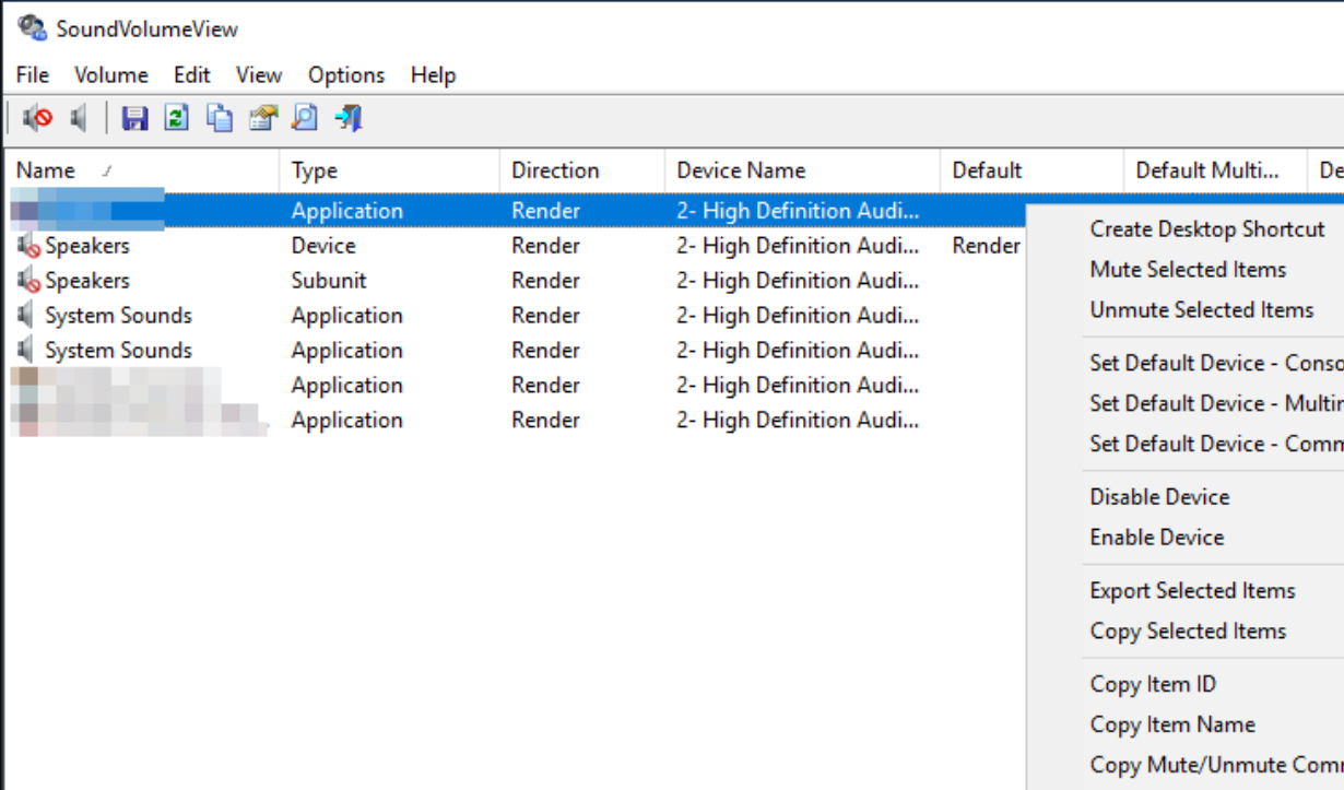 SoundVolumeView screenshot