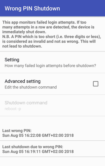 Wrong PIN Shutdown screenshot
